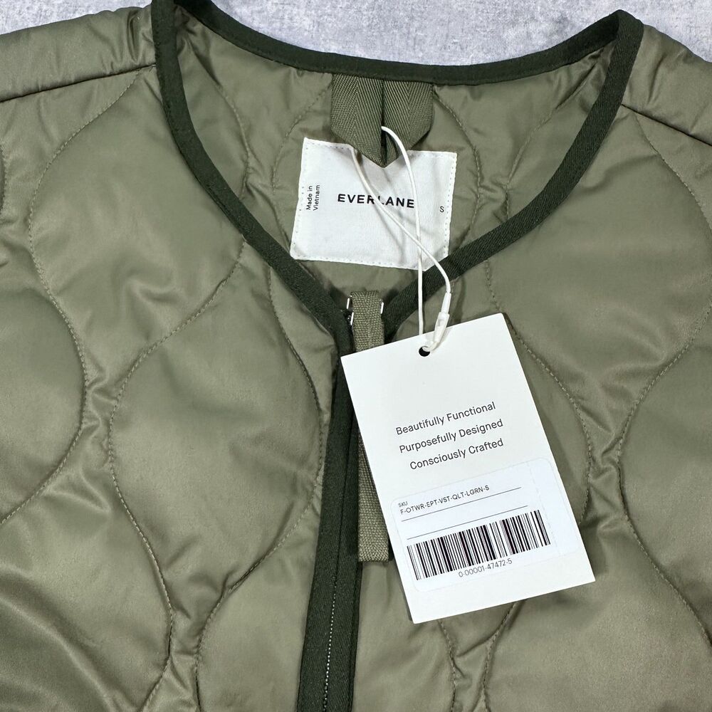 Brand New Renew Quilted Vest Green Women's Small Oversize Full Zip NWT - Picture 3 of 7